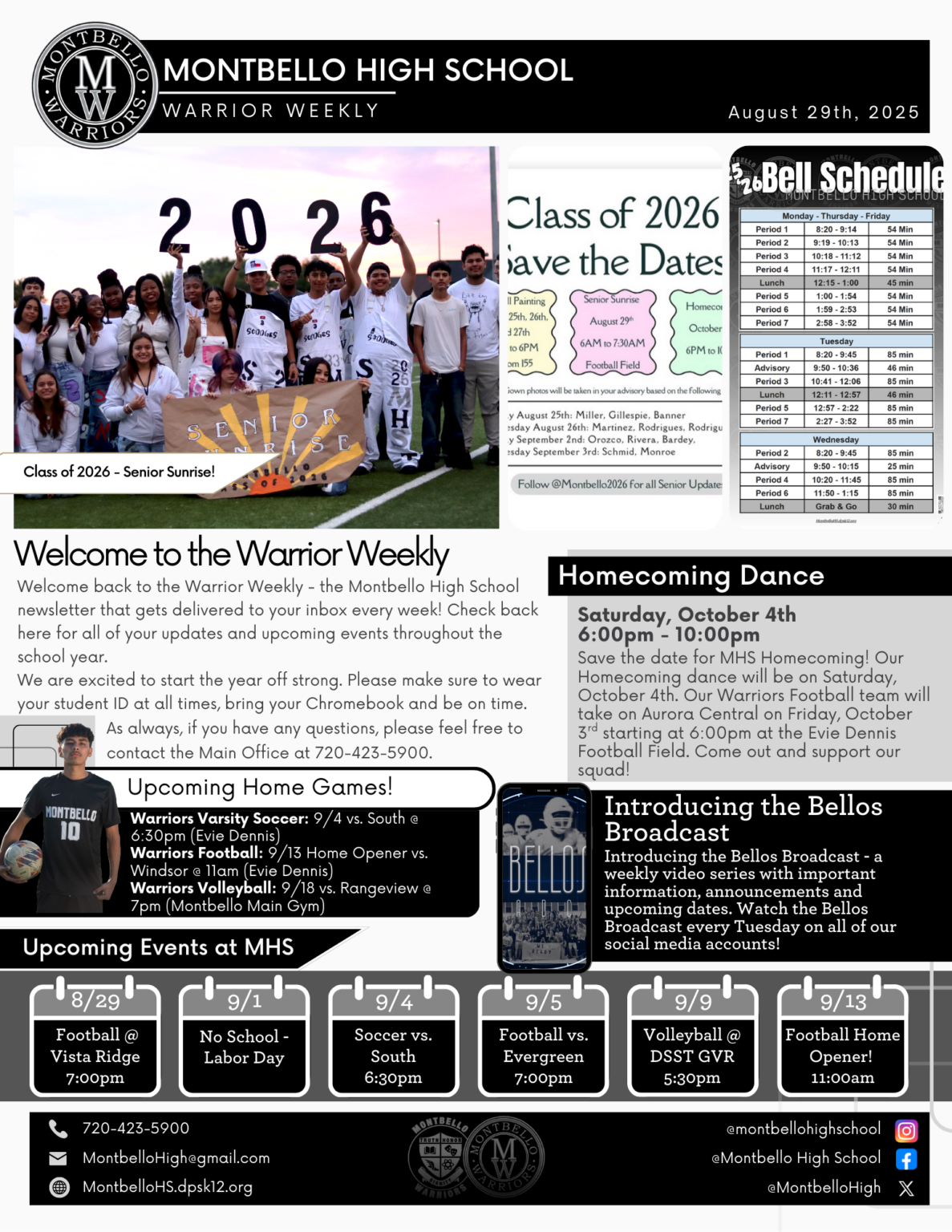 Montbello High School » 8/29 Warrior Weekly